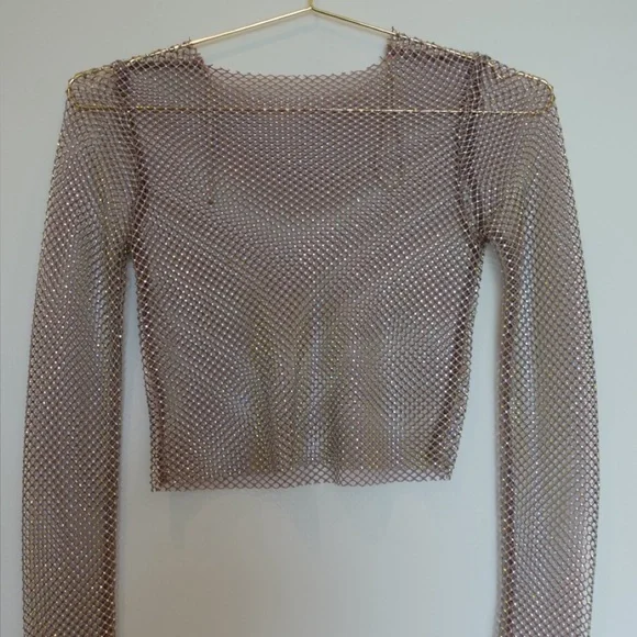 Zara Metallic Mesh Crop Top - Picture 2 of 2